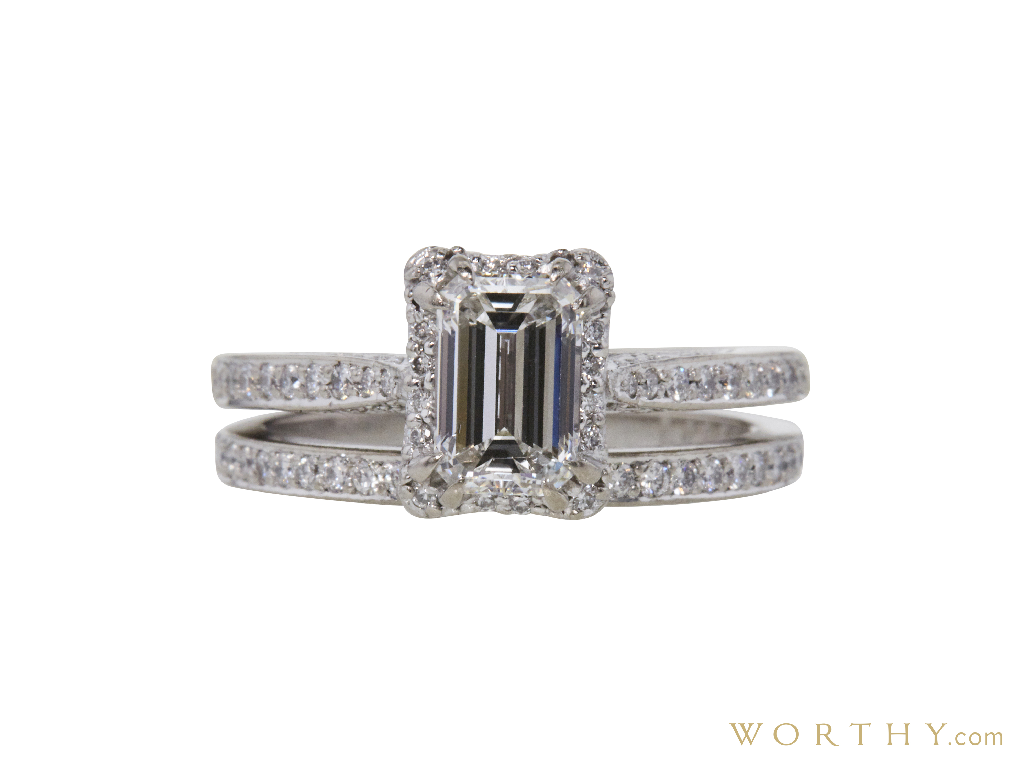 1.04 ct. Emerald Cut Bridal Set Tacori Ring Sold For 2,518