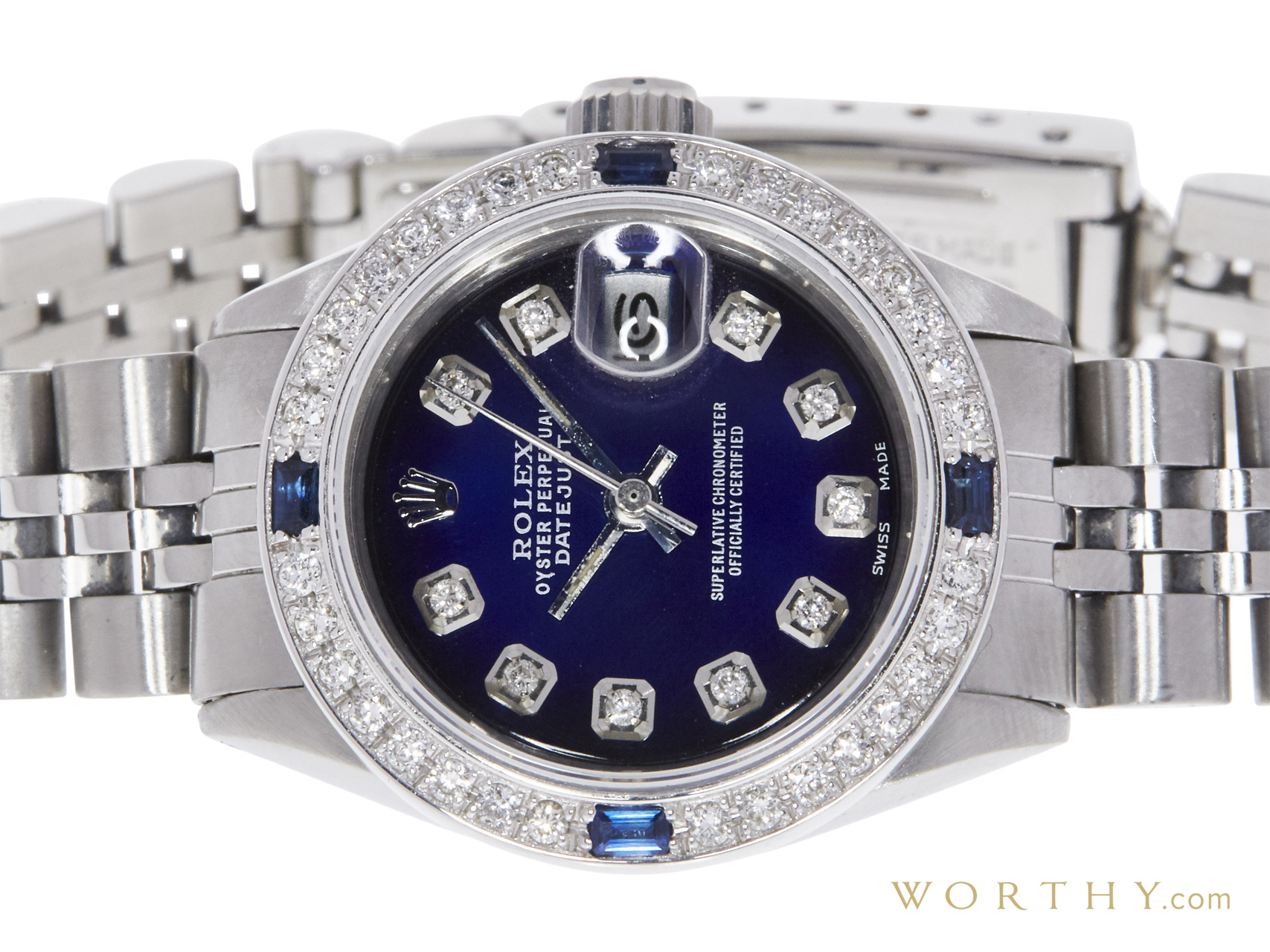 women's blue face rolex watch