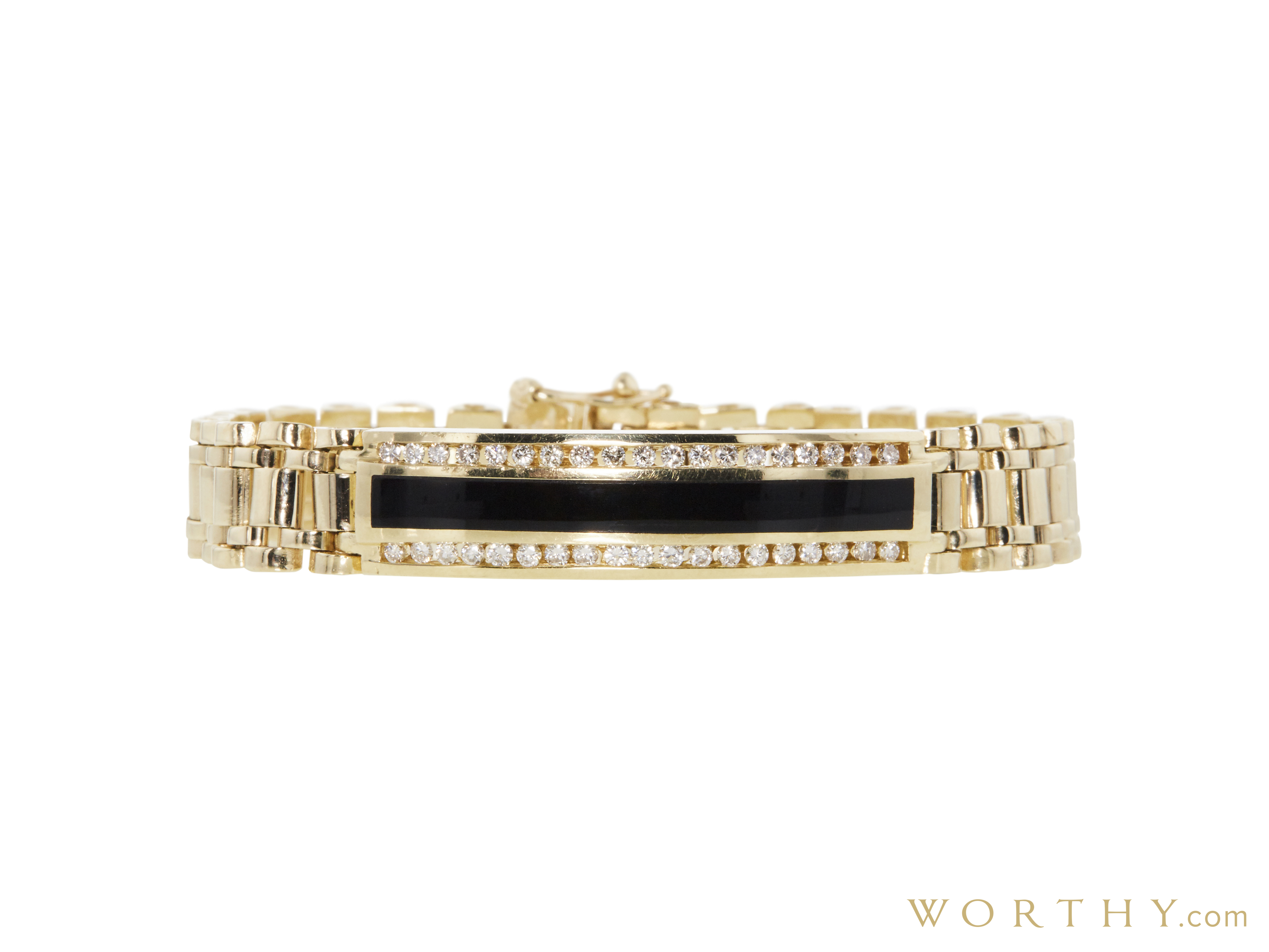 Men's 14k Diamond and Onyx Bracelet | Sold For $1,209 | Worthy