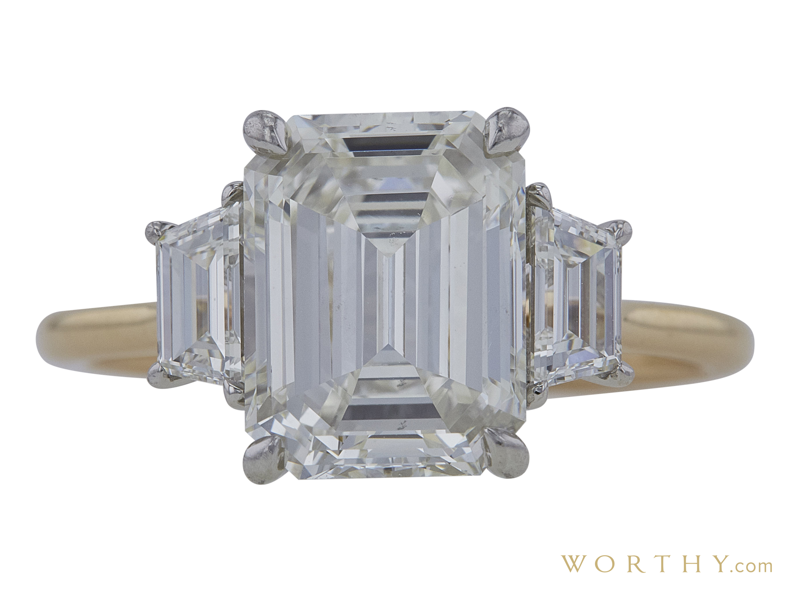 2.52 ct. Emerald Cut 3 Stone Ring | Sold For $15,000 | Worthy.com