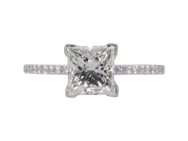 GIA 1.77 CT Princess Cut Solitaire Ring, H, I1 GIA 1.77 CT Princess Cut Solitaire Ring, H, I1