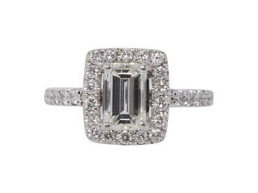 1.49 CT Emerald Cut Halo Ring, G-H, VS2-SI1 1.49 CT Emerald Cut Halo Ring, G-H, VS2-SI1