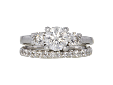GIA 1.07 CT Round Cut Bridal Set Ring, G, SI2 GIA 1.07 CT Round Cut Bridal Set Ring, G, SI2