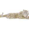 A Pair of Diamond Pavé 18Kt Gold Jungle Cat Statues #3