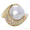 Henry Dunay Baroque Shape Greyish Pearl and Diamond Pave Right Hand Ring in 18K #1