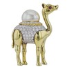 Camel Brooch 18k Yellow Gold with Diamonds, Ruby, and White South Sea Pearl #1