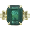 18K Yellow Gold Emerald Cut Emerald with Trapezoid Cut Diamonds and Two 14K Yellow Gold Diamond Bands #3