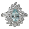 Paraiba Tourmaline and Diamond Halo Ring and Earrings Set 14K #1