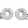 Round Shape Australian South Sea Pearl and Diamond Earrings Platinum and 18K White Gold #1