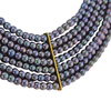 Fine Treated Black with Fancy Blue Tone Japanese Akoya Cultured Pearl 7-Row Nested Collar Necklace 18K Yellow Gold Centerpiece Clasp #2