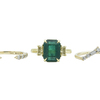 18K Yellow Gold Emerald Cut Emerald with Trapezoid Cut Diamonds and Two 14K Yellow Gold Diamond Bands #1