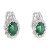 10.50 Oval Cut Green Emerald & Diamond Platinum Earrings #2