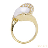 Henry Dunay Baroque Shape Greyish Pearl and Diamond Pave Right Hand Ring in 18K #2