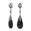 Black Tahitian Pearl, Black & White Diamonds, Emeralds 18k Black Rhodium Plated Earrings, Farben #2
