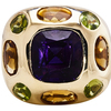 Chanel Coco Baroque 18kt Y/G  Amethyst, Citrine and Peridot Ring Sz 4 #1
