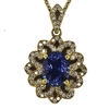 Unheated, 6.05 - 6.20 ct. Oval Mixed Cut Sapphire and Diamond Pendant Necklace #1