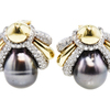 Tahitian Black Baroque Pearl and Diamond Pave Earrings in 18K #1