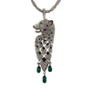 Cartier Diamond, Emerald, Onyx 18K White Gold Panther Pendant Necklace #1