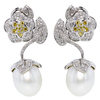 Australian Oval Silvery/White Pearl and Diamond Pave Earrings in Platinum #1