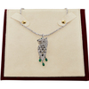 Cartier Diamond, Emerald, Onyx 18K White Gold Panther Pendant Necklace #2