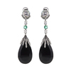 Black Tahitian Pearl, Black & White Diamonds, Emeralds 18k Black Rhodium Plated Earrings, Farben #1