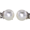 Round Shape Australian South Sea Pearl and Diamond Earrings Platinum and 18K White Gold #2