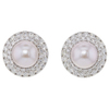 OC Pearls 18K White Gold Earrings with Pink Pearl and White Diamonds, Orianne Collins #1