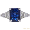 3.61 ct. Octagonal Cut 3 Stone Ring, Blue, Moderately Included #1